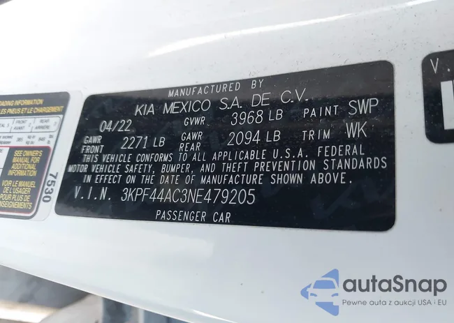 3KPF44AC3NE479205: 44050328