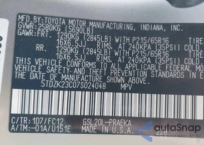 5TDZK23C07S024048: 44050341