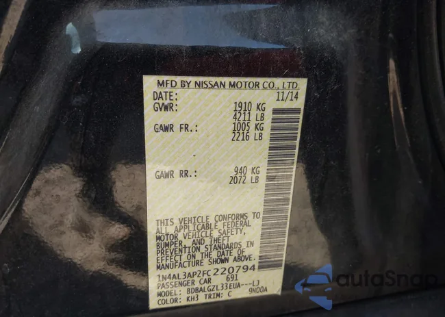 1N4AL3AP2FC220794: 44050345