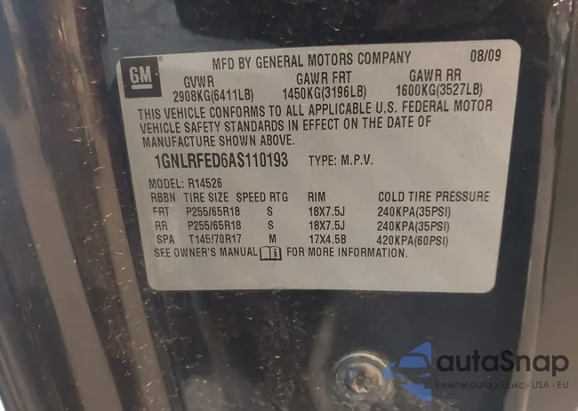 1GNLRFED6AS110193: 44051639