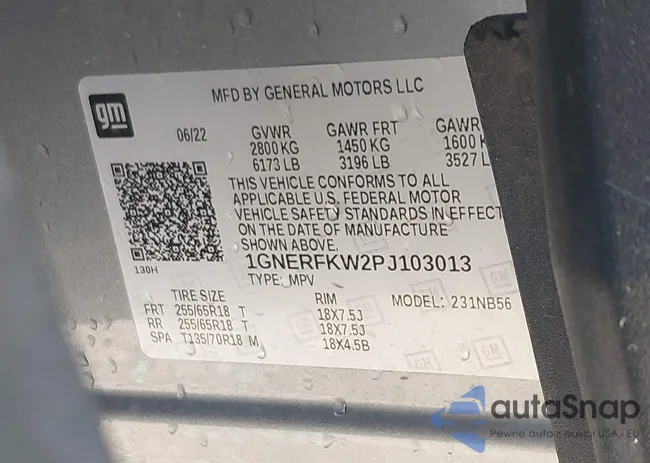 1GNERFKW2PJ103013: 44051993