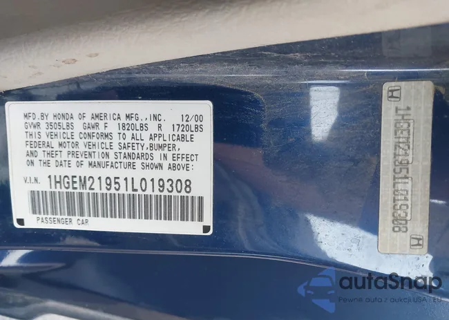 1HGEM21951L019308: 44052099