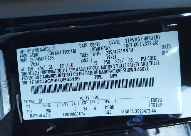 1FMCU9G99HUB45189: 44051268