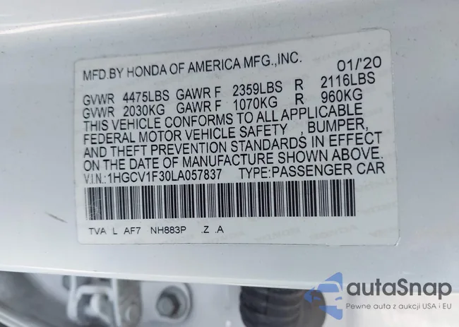 1HGCV1F30LA057837: 44051321