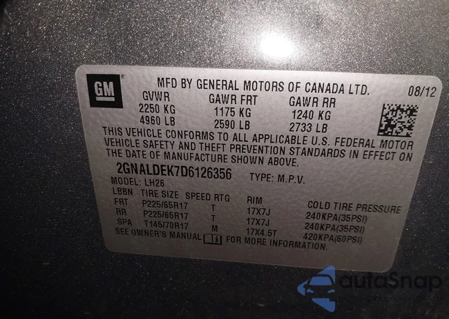 2GNALDEK7D6126356: 44051557