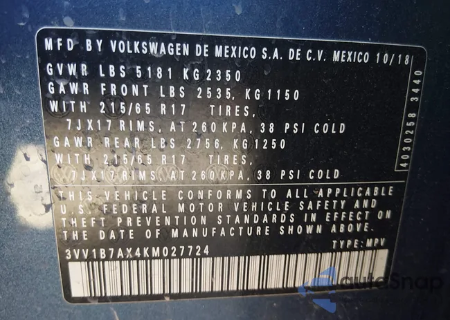 3VV1B7AX4KM027724: 44052837