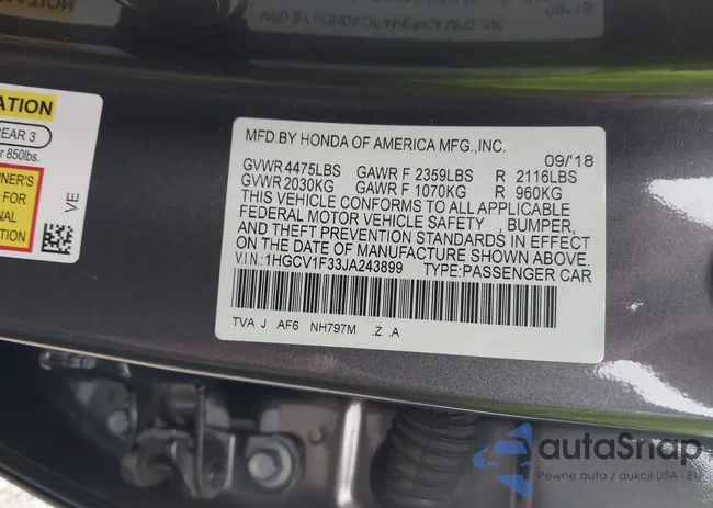 1HGCV1F33JA243899: 44052890