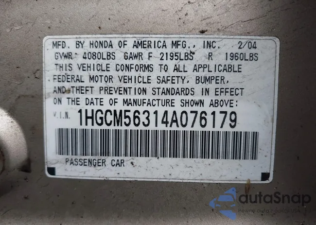 1HGCM56314A076179: 44052923