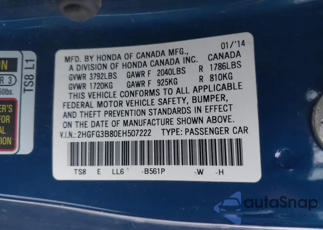 2HGFG3B80EH507222: 44053039