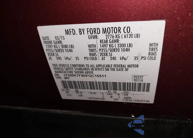 1FM5K7F80FGC15511: 44052228