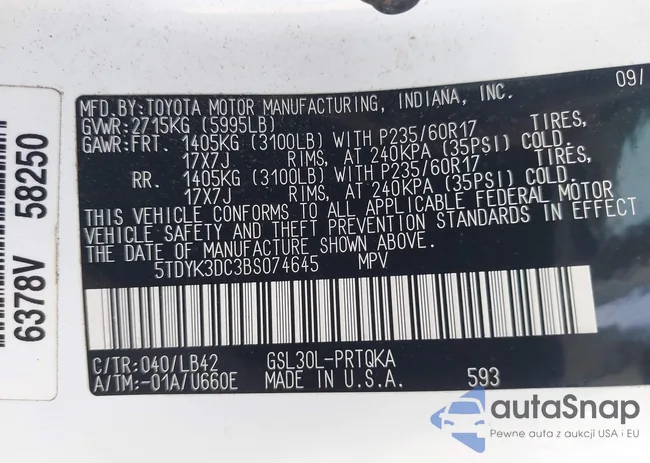 5TDYK3DC3BS074645: 44052250