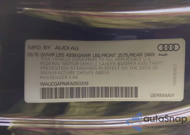 WAUCGAFR4FA050209: 44052568