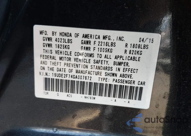 19UDE2F74GA007672: 44052570