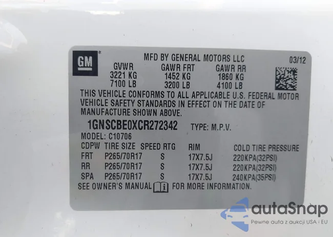 1GNSCBE0XCR272342: 44053829