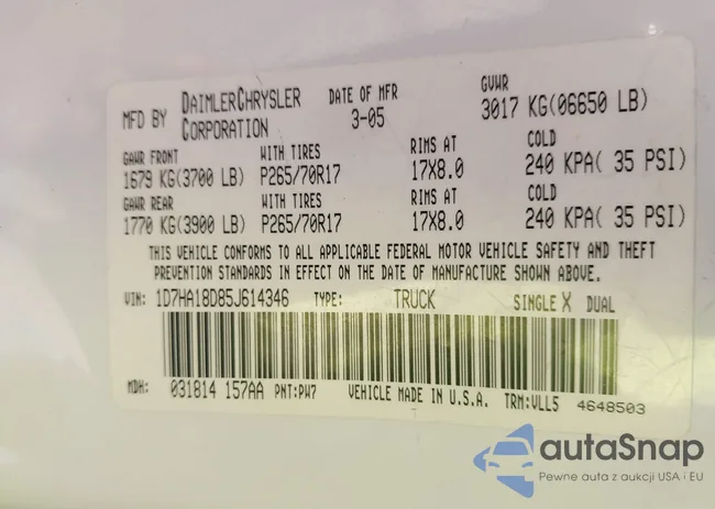 1D7HA18D85J614346: 44053844