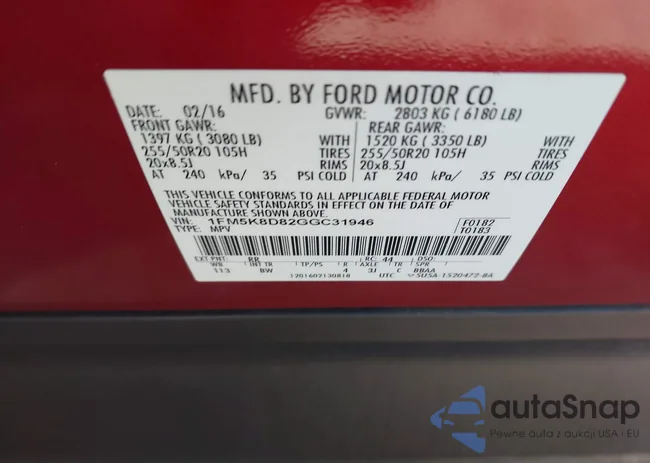 1FM5K8D82GGC31946: 44053989