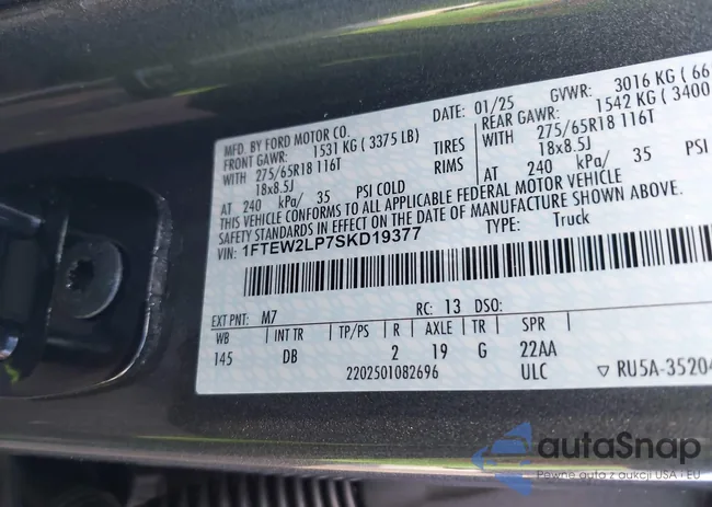 1FTEW2LP7SKD19377: 44054060