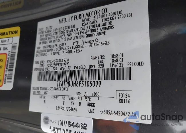 1FATP8UH6P5105099: 44053328