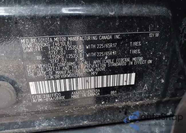 2T3K1RFV6KW002931: 44053398