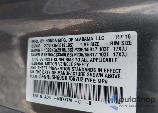 5FNRL5H69GB156702: 44055041