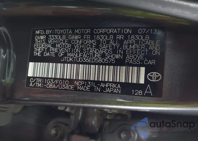 JTDKTUD36ED580575: 44054531