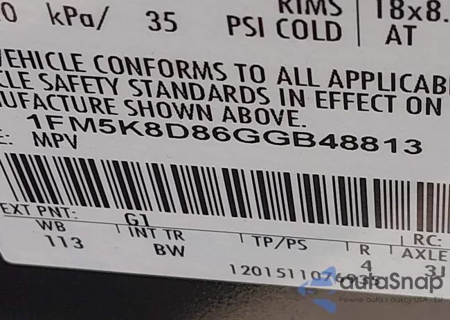 1FM5K8D86GGB48813: 44055817
