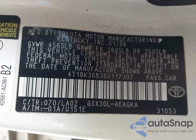 4T1BK36B36U117307: 44055853