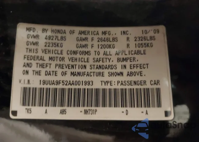 19UUA9F52AA001993: 44056111