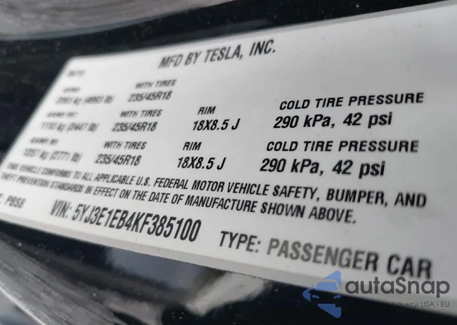 5YJ3E1EB4KF385100: 44056722