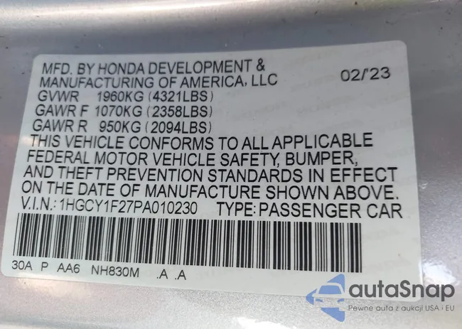 1HGCY1F27PA010230: 44056924