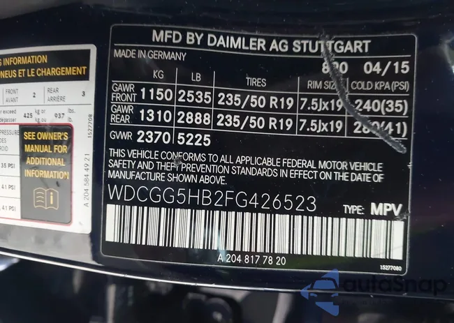 WDCGG5HB2FG426523: 44057040