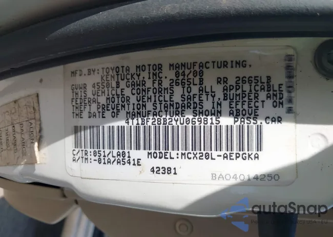 4T1BF28B2YU069815: 44056417