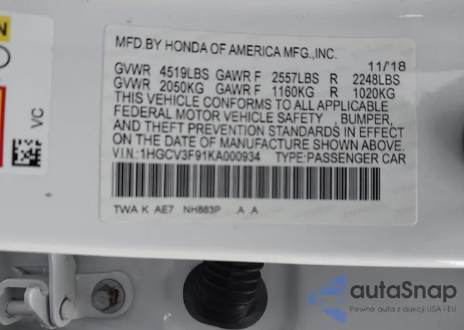 1HGCV3F91KA000934: 44056502