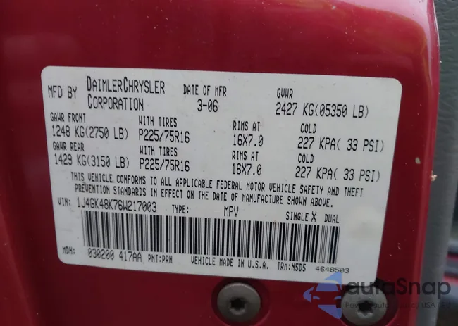 1J4GK48K76W217003: 44056503