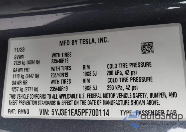 5YJ3E1EA5PF700114: 44056597