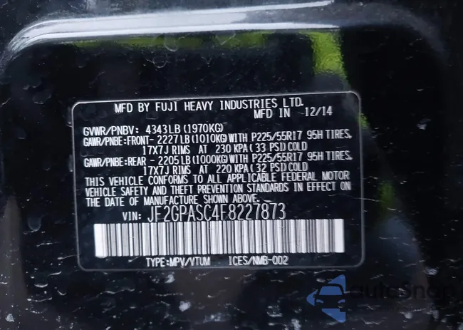 JF2GPASC4F8227873: 44057698