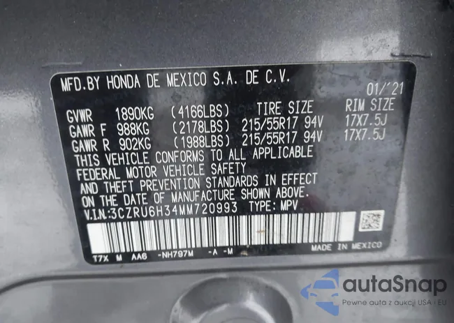 3CZRU6H34MM720993: 44057711