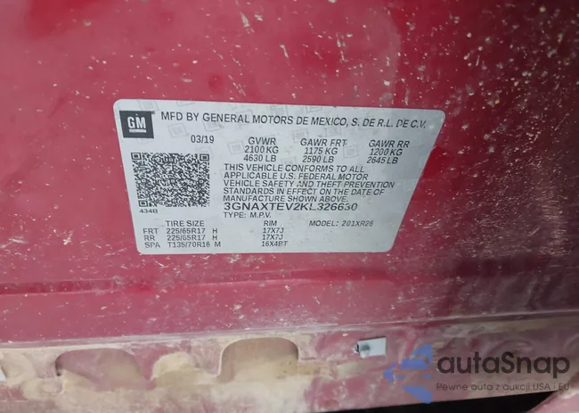 3GNAXTEV2KL326630: 44057721