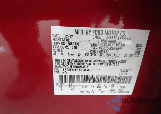 1FM5K8F83DGB86055: 44057847