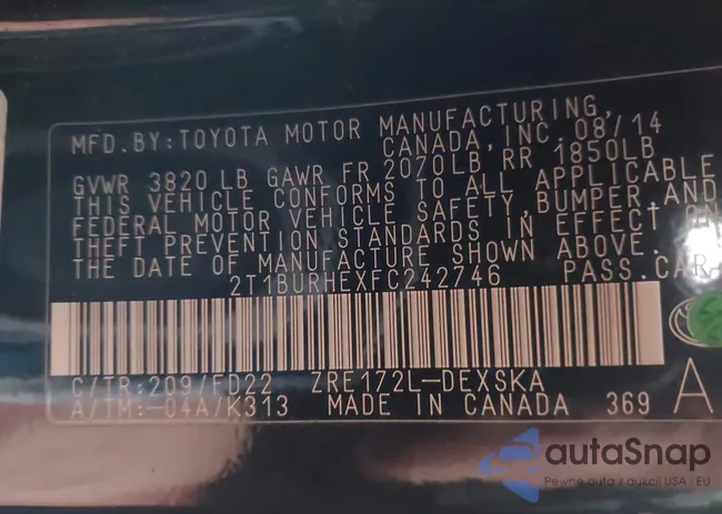 2T1BURHEXFC242746: 44057252