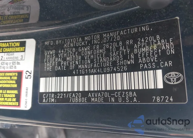 4T1G11AK4LU974526: 44057272