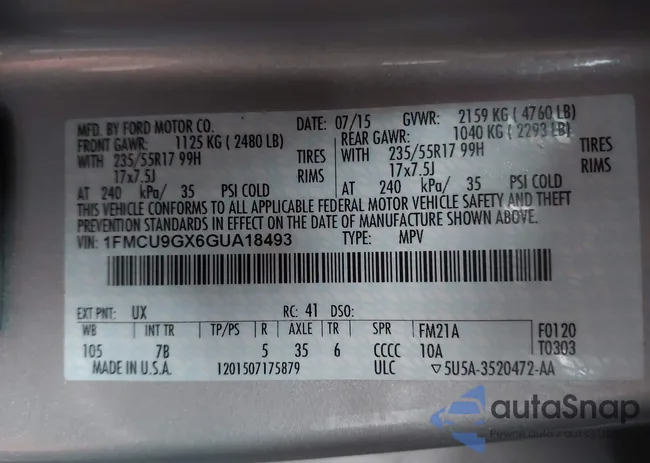 1FMCU9GX6GUA18493: 44057423