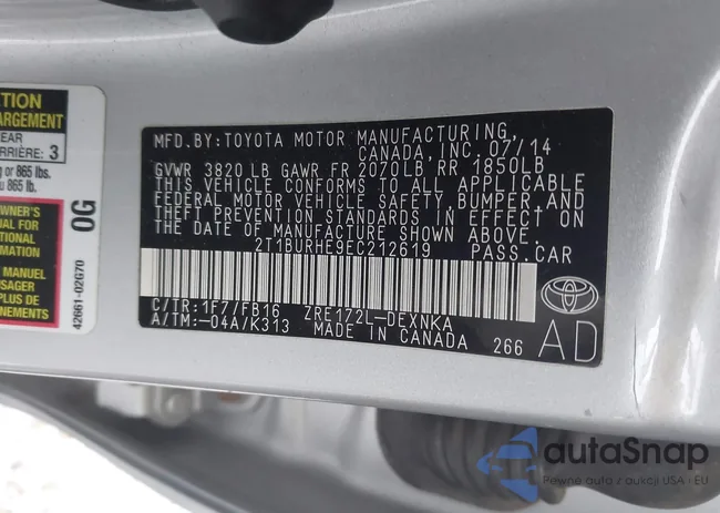 2T1BURHE9EC212619: 44057443