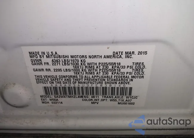 4A4AR3AU9FE030146: 44057538