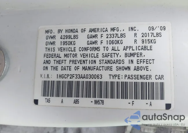 1HGCP2F33A030063: 44058840