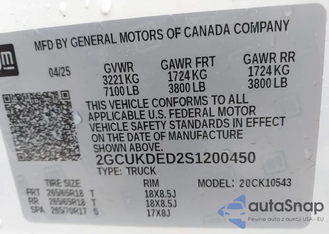 2GCUKDED2S1200450: 44059144