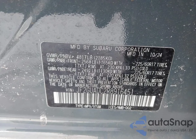 JF2GUADC2R8916451: 44059727