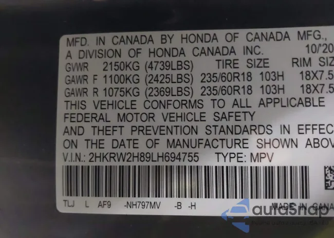 2HKRW2H89LH694755: 44059767