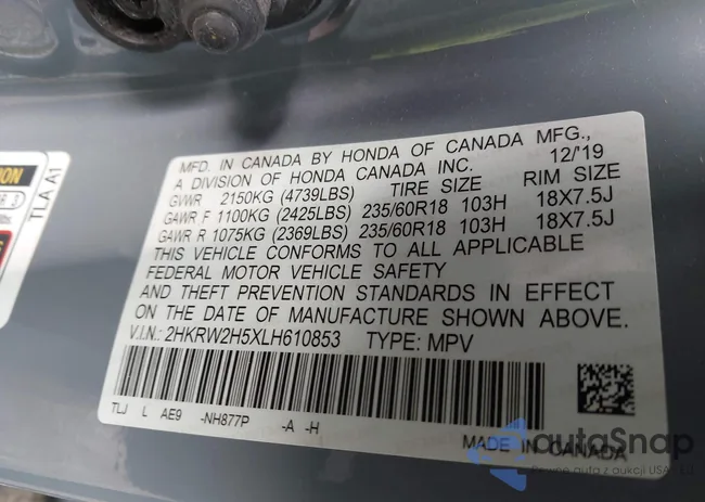 2HKRW2H5XLH610853: 44059865