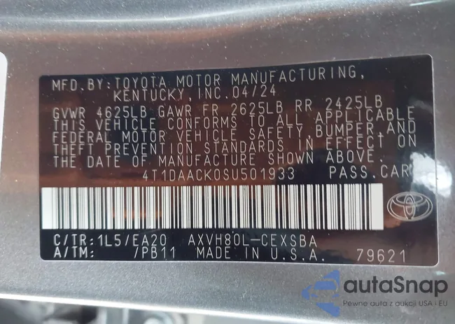 4T1DAACK0SU501933: 44060205